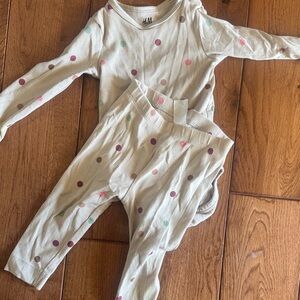H&M Cream Outfit with Colorful Polka Dots 9m